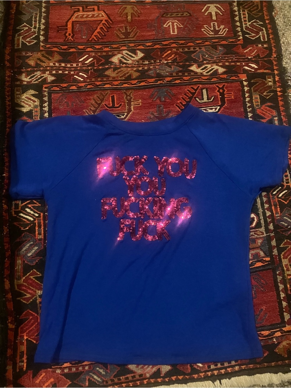 O-Mighty Rare Blue Cropped T-Shirt F U U F F Size Small Lip Gallagher